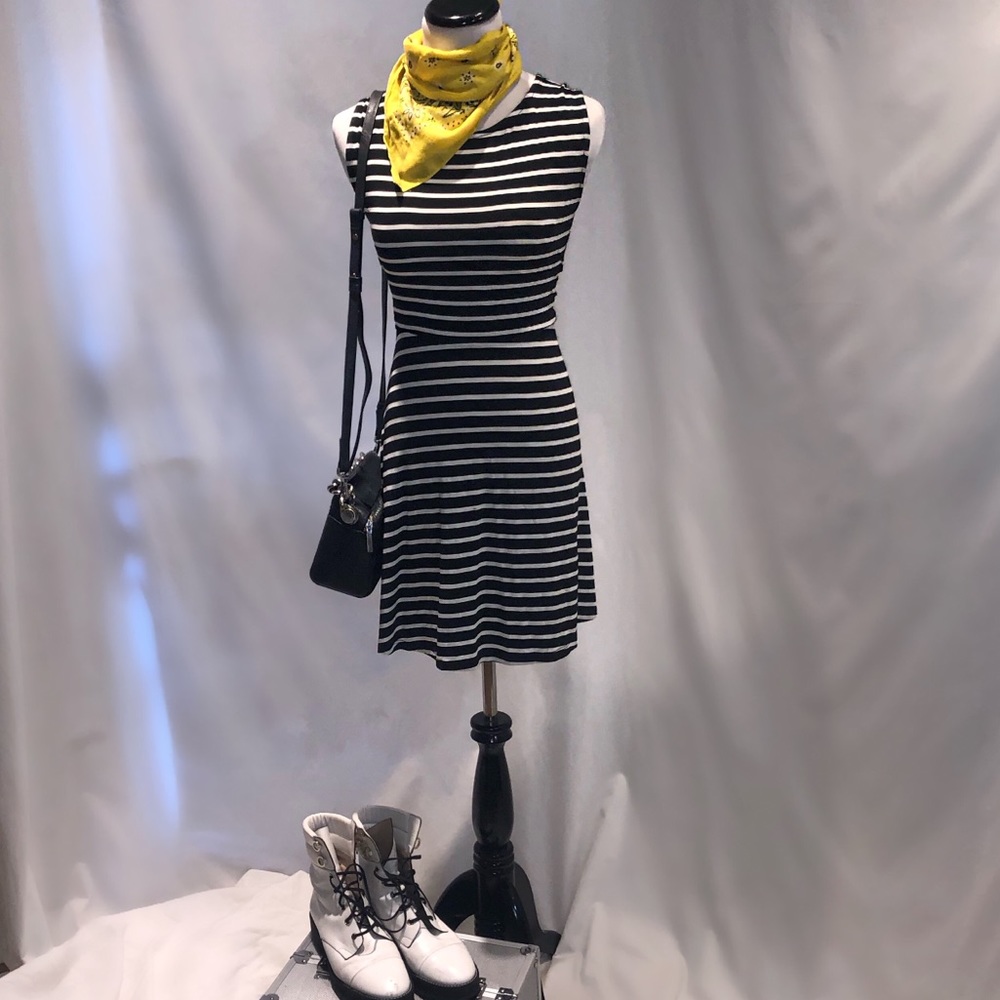 White and Black stripped skater dress